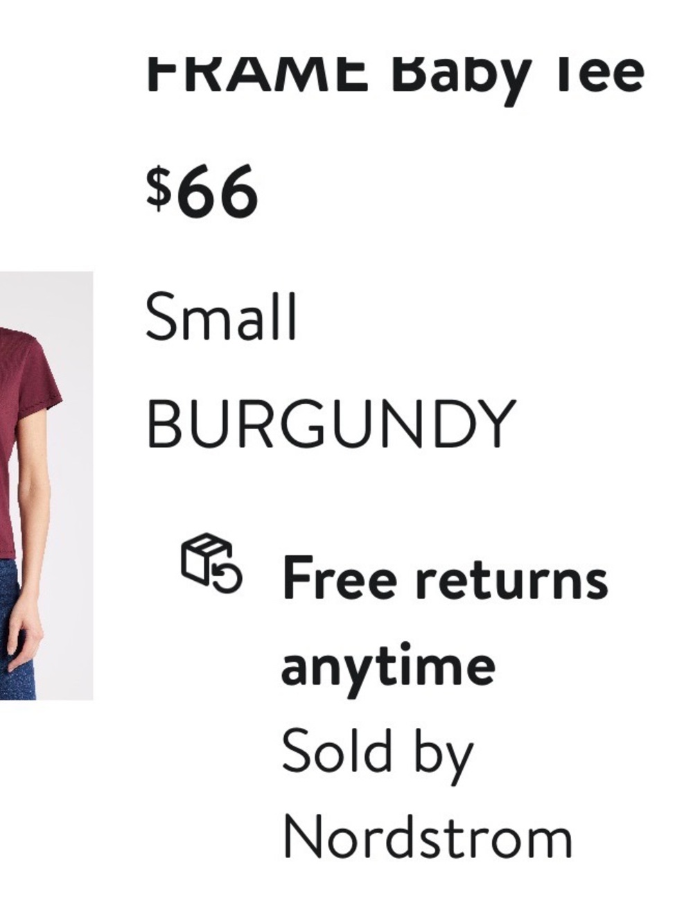 Frame Baby Tee in Burgundy - Picture 5 of 5